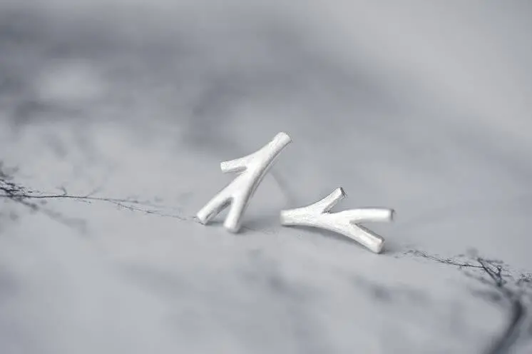 925 Silver Matte Branch Stud Earrings Delicate Antler Earrings Party Birthday Christmas Gift Syed047 2