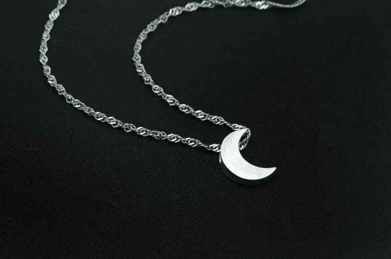 925 Silver Necklace Crescent Moon Pendants Necklace Cartoon Half Moon Necklaces Party Gift Syxl013 1