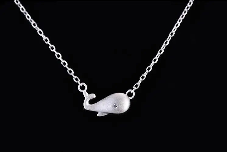 925 Silver Necklace Dainty Whale Necklace Cartoon Dolphin Animal Necklace Party Gift Syxl010 1