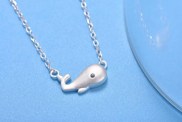 925 Silver Necklace Dainty Whale Necklace Cartoon Dolphin Animal Necklace Party Gift Syxl010 2