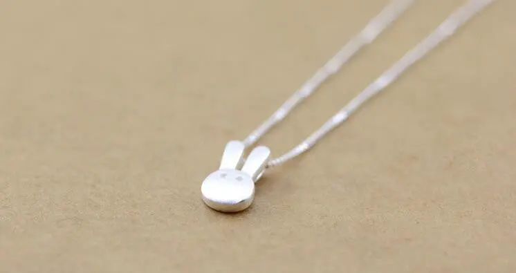 925 Silver Necklace Delicate Rabbit Head Necklace Animal Necklace Party Gift Syxl005 1