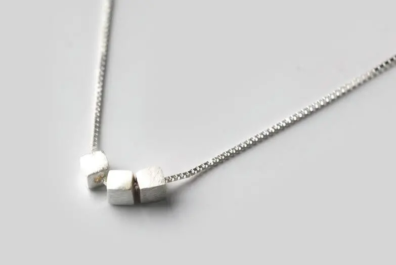925 Silver Necklace Delicate Three Square Necklaces Party Gift Geometric Necklace Syxl015 1