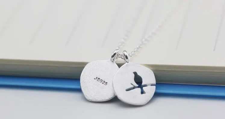 925 Silver Necklace Love Bird On Branch Necklaces Cute Animal Pendant Party Gift Syxl019 1