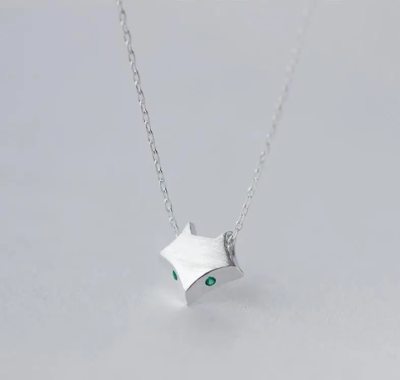 925 Silver Necklace Love Fox Face Necklaces Vivid Animal Head Pendant Party Gift Syxl018 1