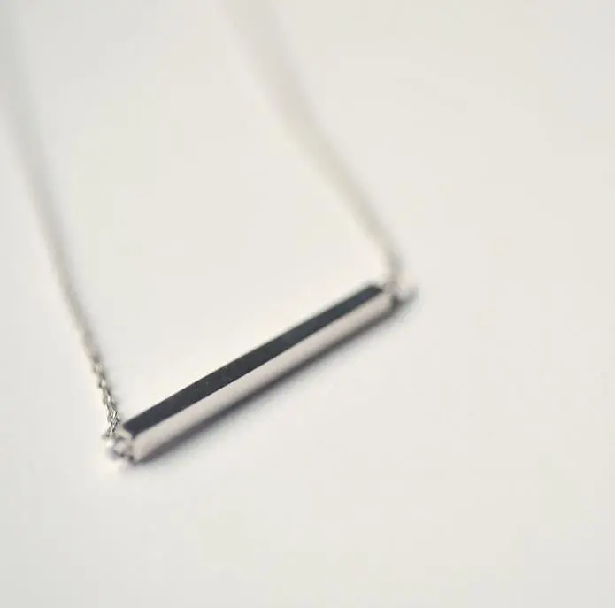 925 Silver Necklace Simple Square Bar Chain Necklace Wedding Gift Syxl012 1