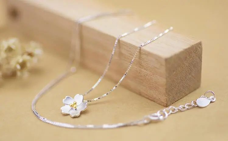 925 Silver Necklaces Delicate Daisy Flower Necklaces Plant Party Gift Syxl026 1