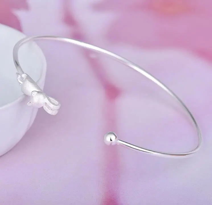 925 Silver Open Animal Cat Cuff Bangles Sysz002 2