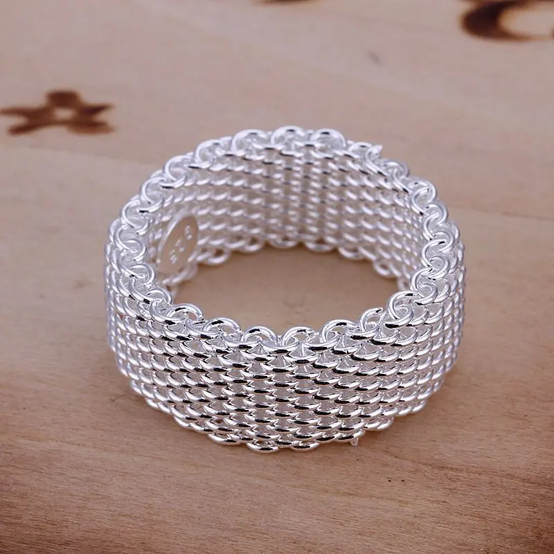925 Silver Ring Fine Net Ring Women&Men Gift Silver Jewelry Finger Rings 4 2