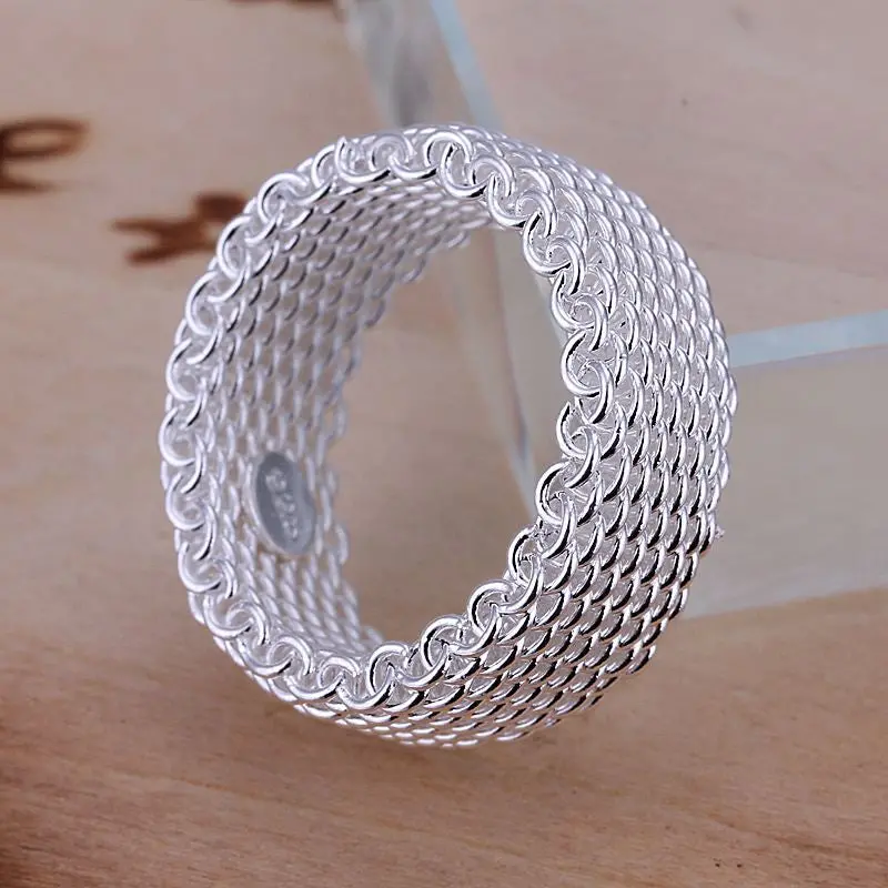 925 Silver Ring Fine Net Ring Women&Men Gift Silver Jewelry Finger Rings 4 3
