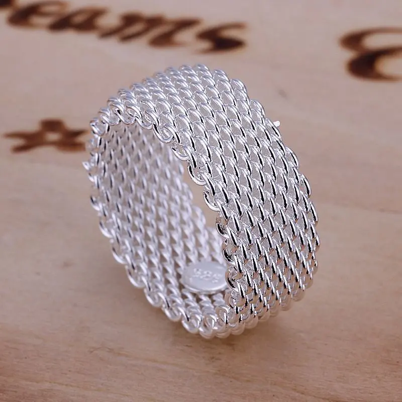 925 Silver Ring Fine Net Ring Women&Men Gift Silver Jewelry Finger Rings 4 4