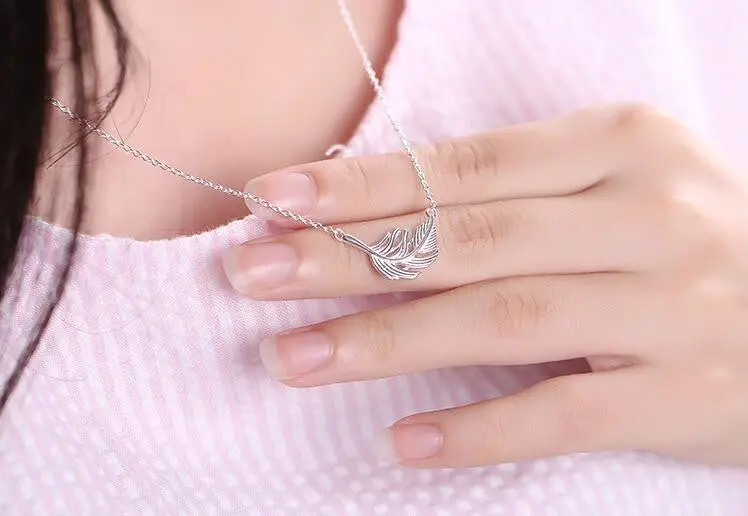925 Silver Simple Leaf Pendants Necklaces Syxl029 1