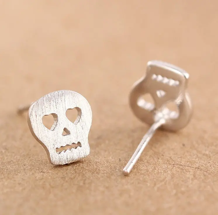 925 Silver Skull Face Stud Earrings Skeleton Earrings Syed081 1