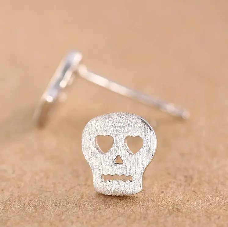 925 Silver Skull Face Stud Earrings Skeleton Earrings Syed081 2