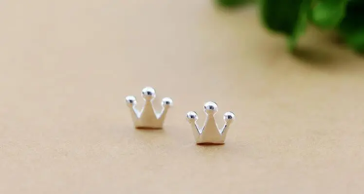 925 Silver Small Matte Crown Stud Earrings Wedding Gfit Syed053 1