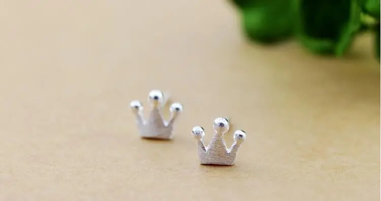 925 Silver Small Matte Crown Stud Earrings Wedding Gfit Syed053 2