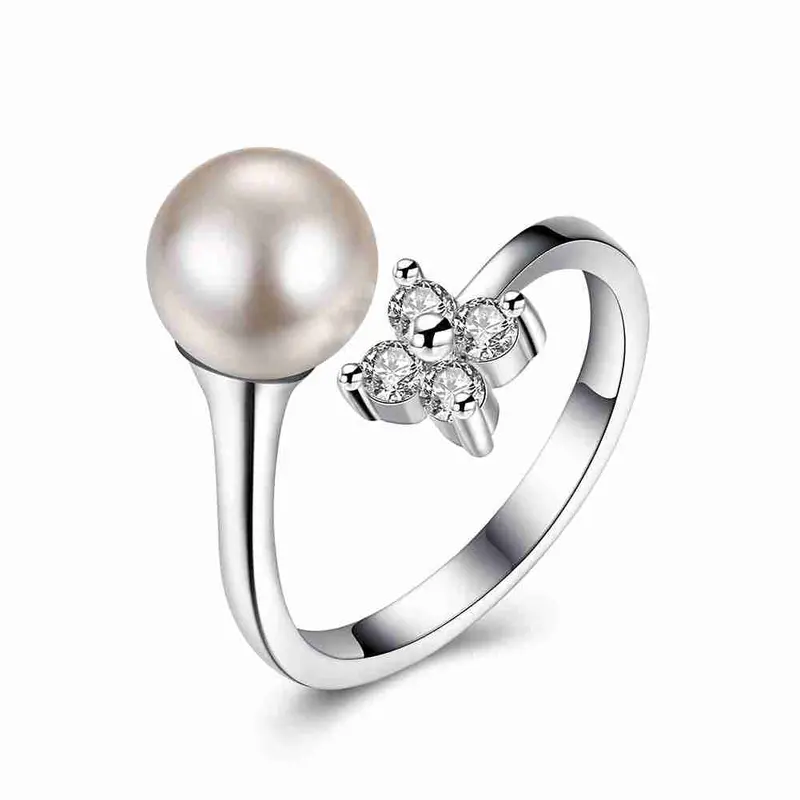 925 Silver Wedding Rings One Tree Pearl Aliancas Jewelry Display137 1