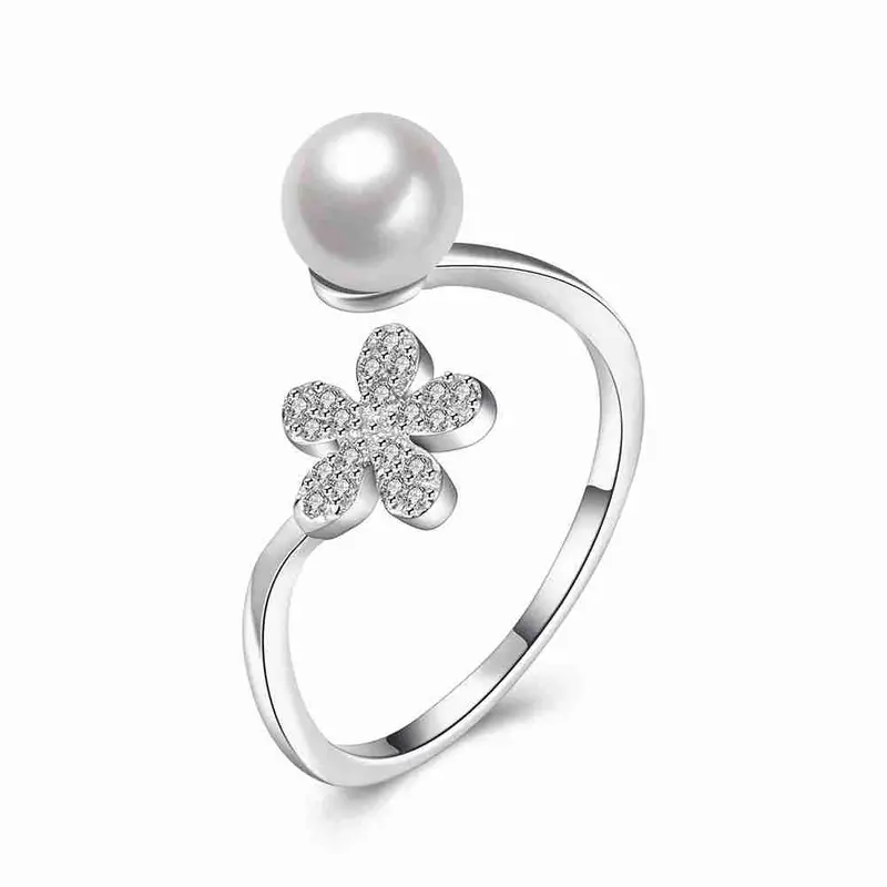 925 Silver Wedding Rings One Tree Pearl Aliancas Jewelry Display137 2