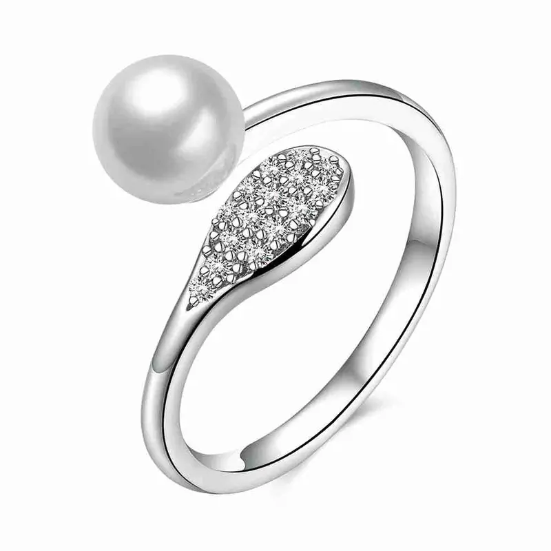 925 Silver Wedding Rings One Tree Pearl Aliancas Jewelry Display137 3