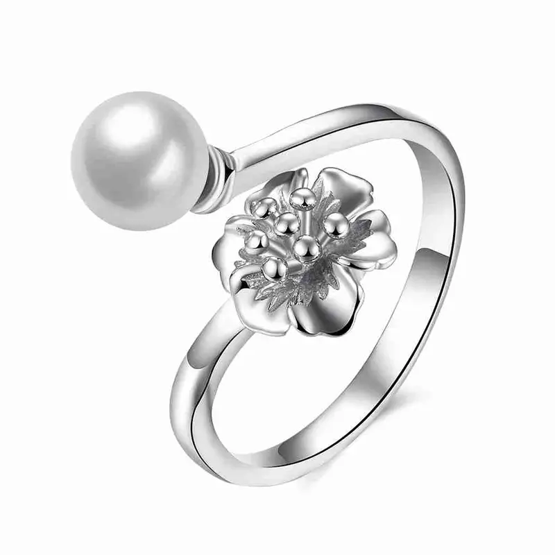 925 Silver Wedding Rings One Tree Pearl Aliancas Jewelry Display137 4