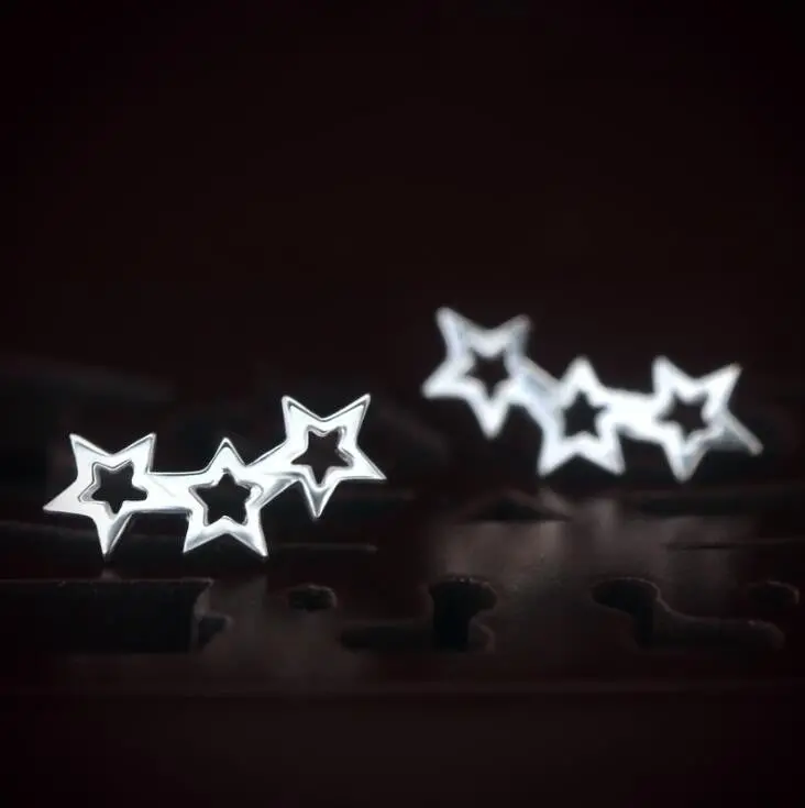 925 Sterling Silver 3 Stars Stud Earrings Gift Syed028 1