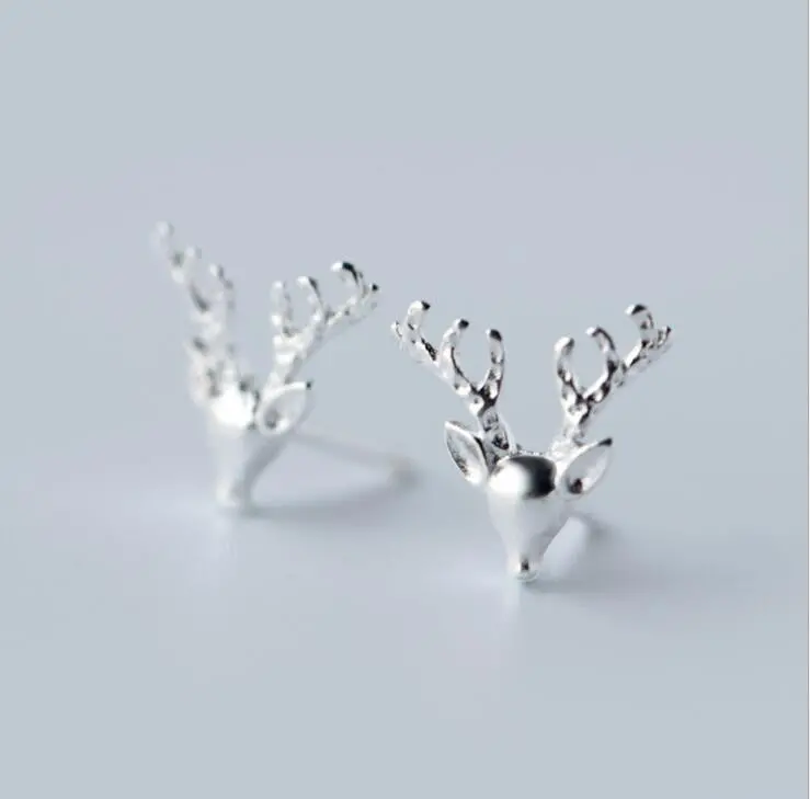 925 Sterling Silver Antler Deer Stud Earrings Christmas Gift Syed025 1