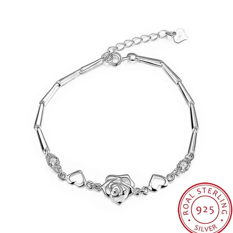 925 Sterling Silver Bracelet Men Flower Pulseras Mujer Bijoux Stvh 67 1