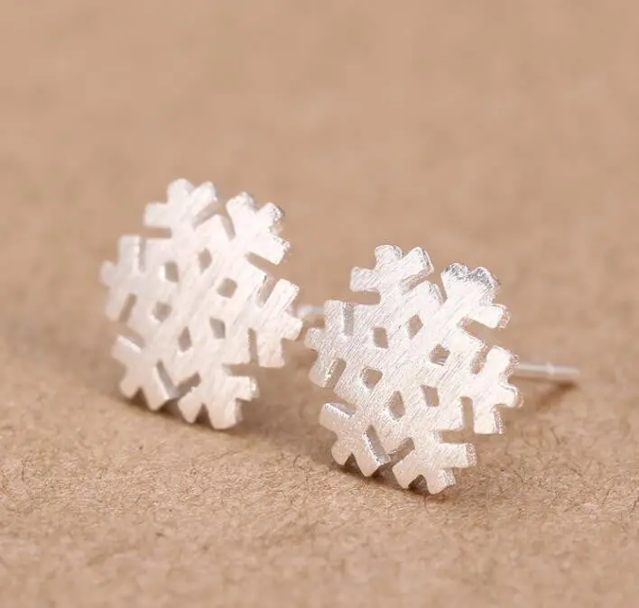 925 Sterling Silver Brushed Snowflake Stud Earrings Engaget Gift Syed077 1
