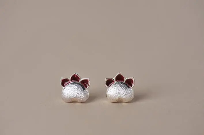 925 Sterling Silver Cat Paw Earrings Dainty Pug Earring Gift Syed068 1