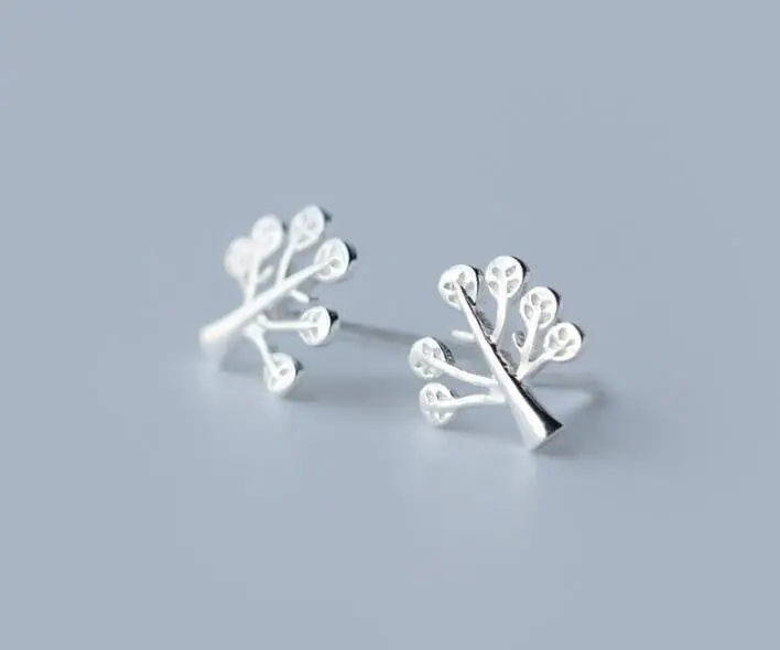 925 Sterling Silver Cute Dream Tree Tiny Leaf Earrings Wedding Gifts Syed069 1