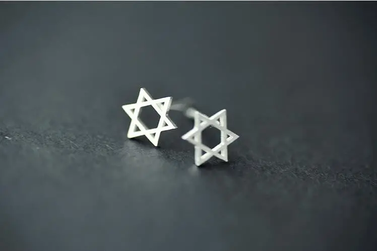 925 Sterling Silver Delicate Star Stud Earring Geometric Star Earrings Syed037 1