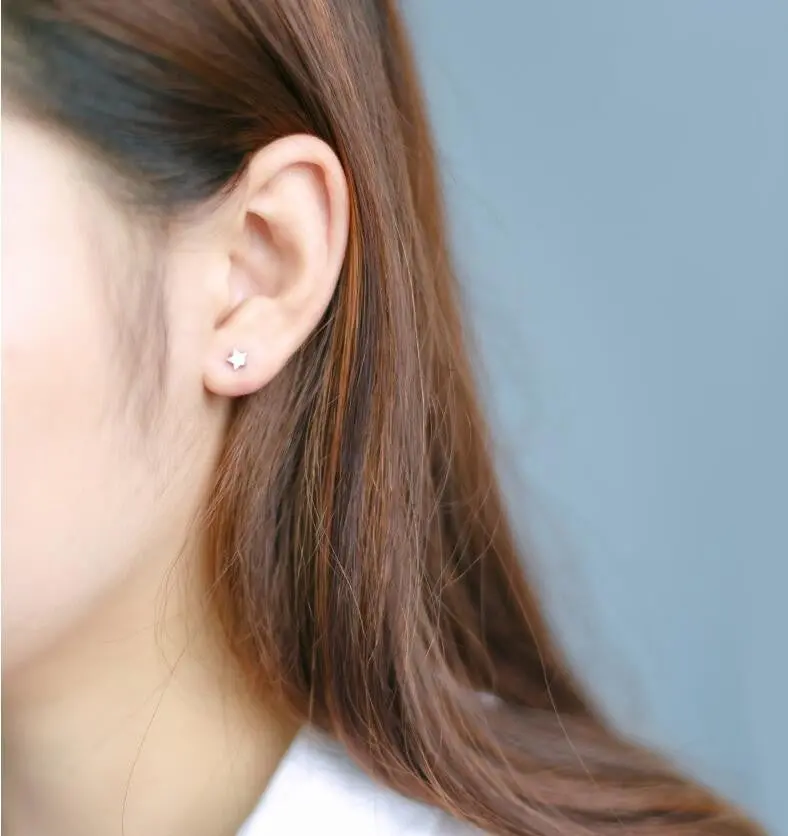 925 Sterling Silver Earrings Classic Matte Tiny Star Stud Earrings Party Gift Syed058 1