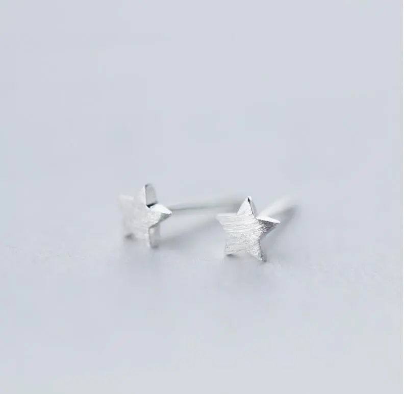 925 Sterling Silver Earrings Classic Matte Tiny Star Stud Earrings Party Gift Syed058 2