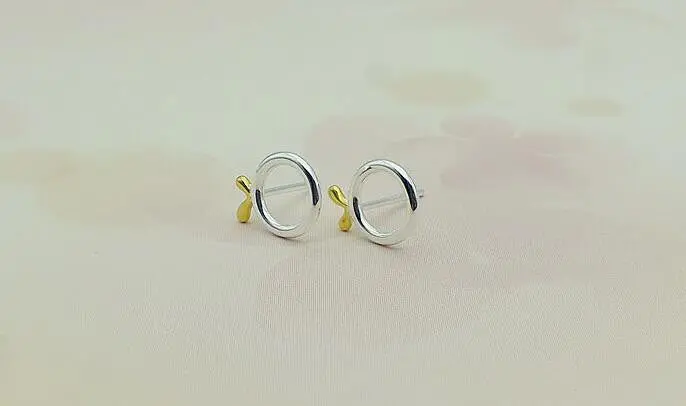 925 Sterling Silver Geometric Circle Stud Earrings Little Fish Silhouette Gifts Syed039 1