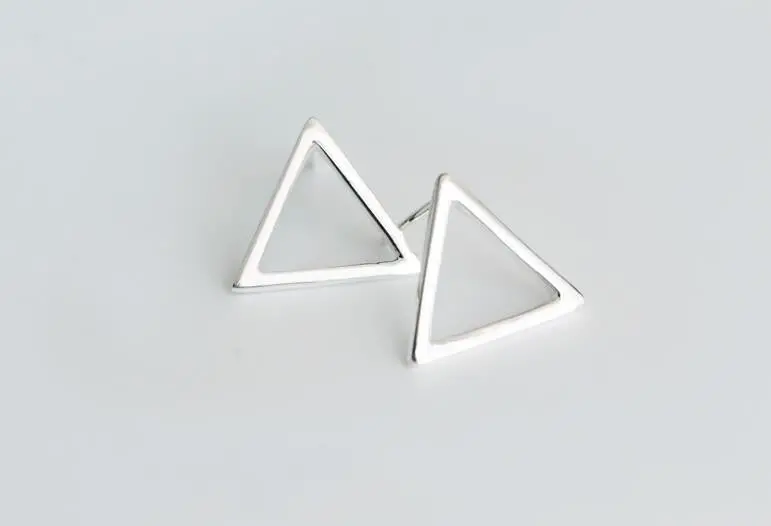 925 Sterling Silver Geometric Hollow Tirangle Stud Earrings Gift Syed054 2