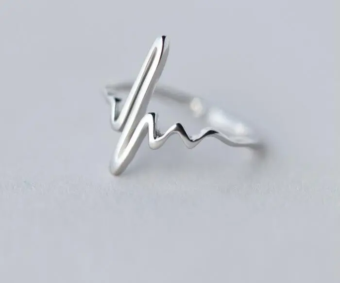 925 Sterling Silver Heart Beat Rings Adjustable Rings Syjz035 1