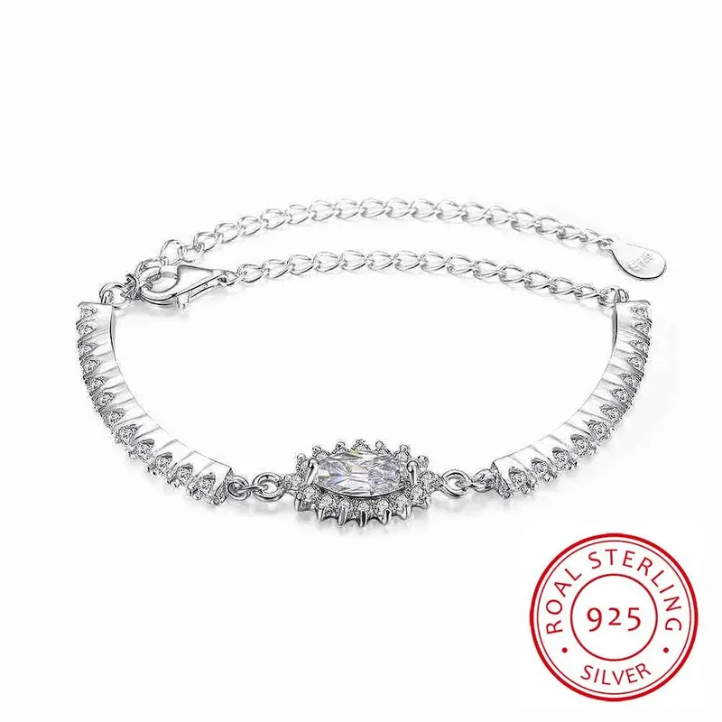 925 Sterling Silver In Jewelry Bracelets &Amp; Bangles Shimmering Crysta Pulseiras Wedding Stvh 36 1