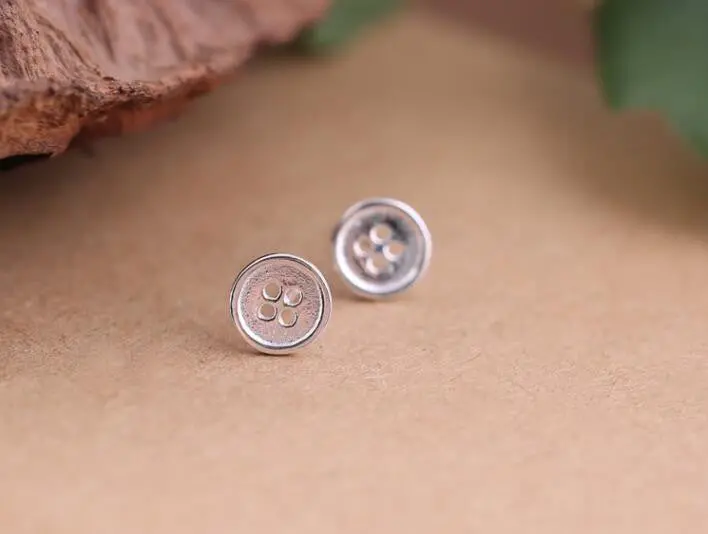 925 Sterling Silver Jewelry Button Stud Earrings Party Jewelry Pendientes Plata Brincos Syed074 2