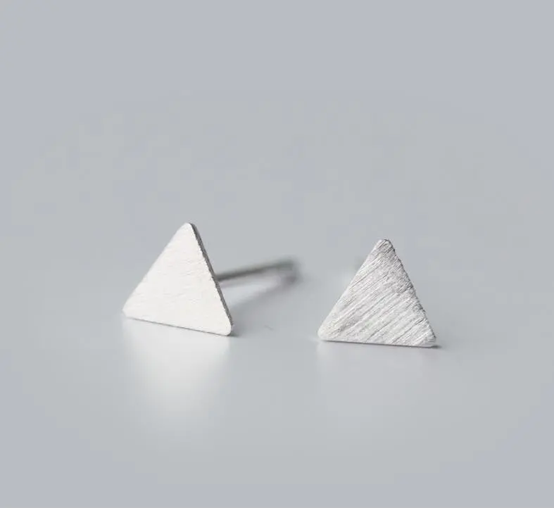 925 Sterling Silver Jewelry Delicate Geometric Triangle Stud Earrings Party Gift Syed019 1