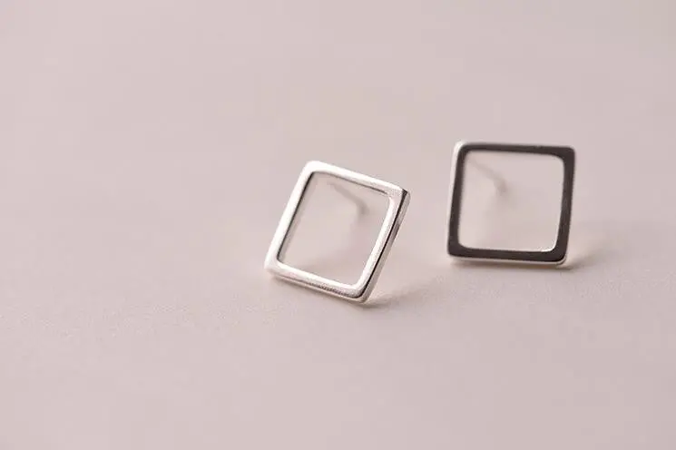 925 Sterling Silver Jewelry Geometric Square Stud Earrings Wedding Gift Syed055 2