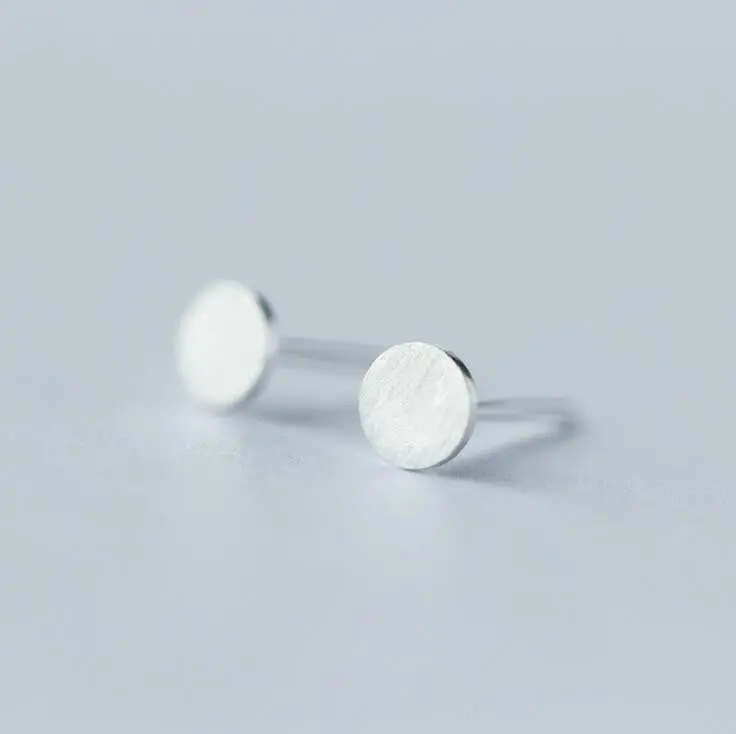 925 Sterling Silver Jewelry Minimalist Circle Earrings Matte Round Stud Earrings Giftsyed021 1