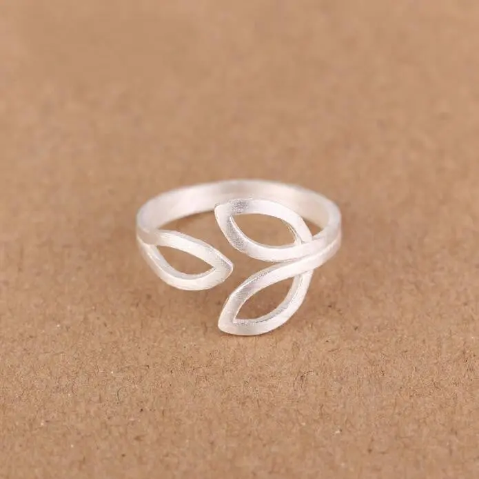 925 Sterling Silver Jewelry Rings Matte Adjustable Leaf Rings Syjz028 2