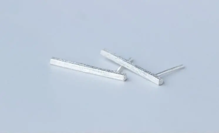 925 Sterling Silver Matte Minimalist Bar Stud Earrings Birhtday Gift Syed015 2