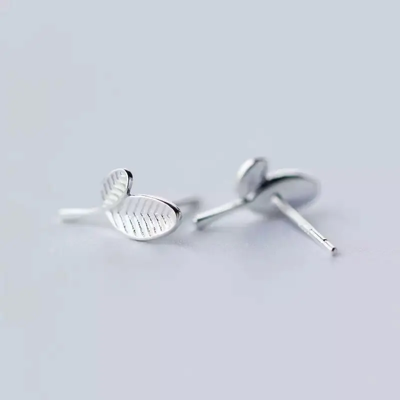 925 Sterling Silver Minimalist Leaf Stud Earrings Birthday Gift Syed032 1
