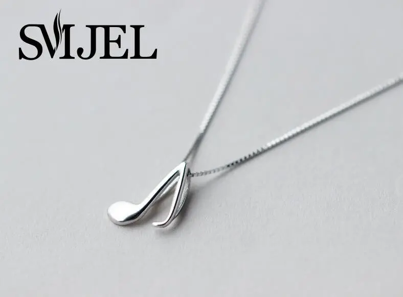 925 Sterling Silver Necklace Simple Music Note Symbol Pendant Necklaces Wedding Gift Syxl016 1