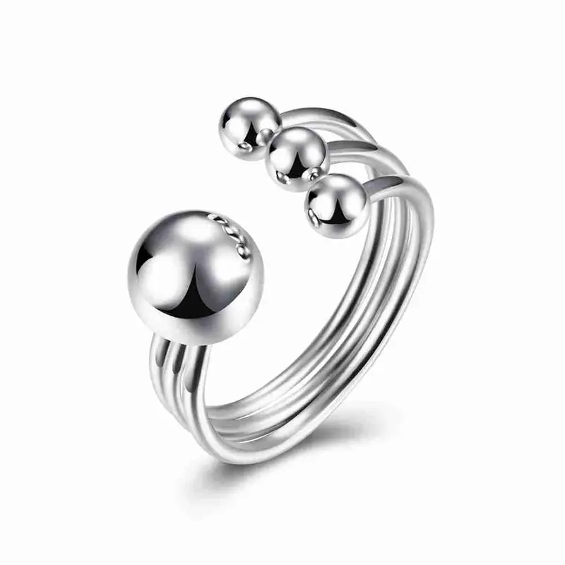 925 Sterling Silver Ring Light Bead Anillos Bear Bijoux294 1