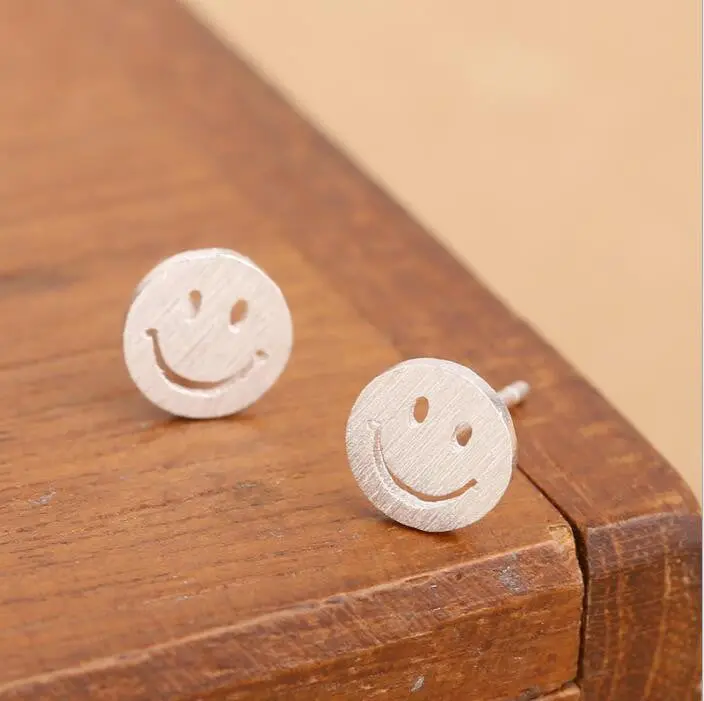 925 Sterling Silver Smiling Face Studs Earrings Girl Jewelry Gifts Syed072 2