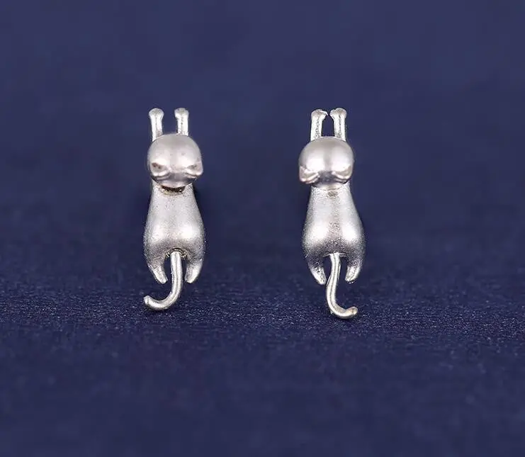 925 Sterling Silver Vivid Cat Stud Earrings Delicate Animal Earring Gift Syed007 1