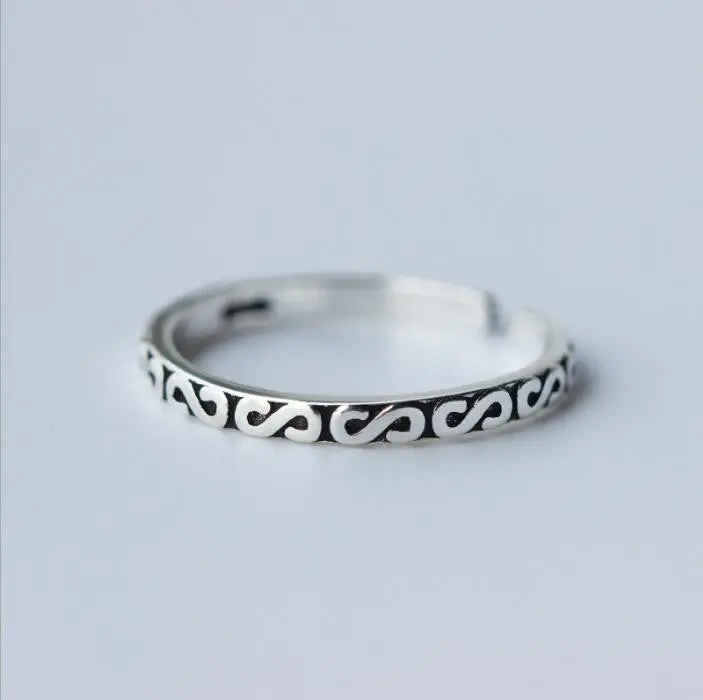 925 Thai Silver Rings Adjustable Letter Ring Syjz013 1
