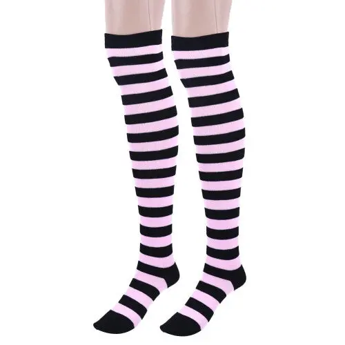 930 #1 Amazing Women Stocking Contrast Color 14 Stripped Thigh High Stockings 2