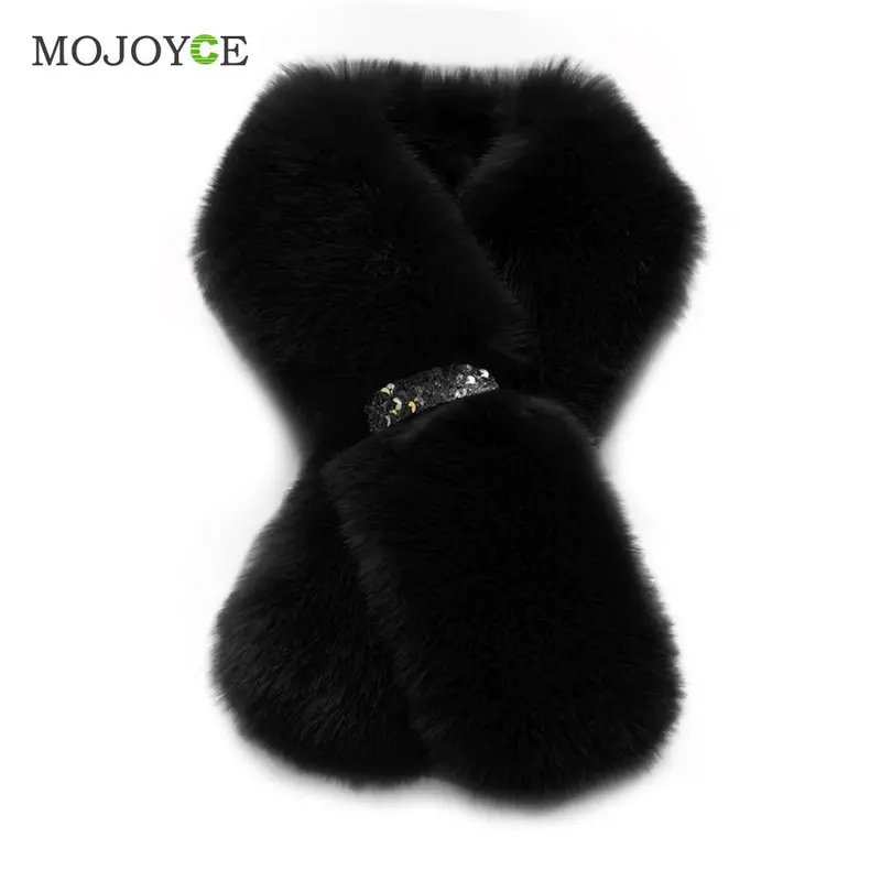 94Cm Women Fur Scarf Faux Rabbit Fur Scarves Warm Fashion Accessories Lady Solid Color Ring Scarves Neck Warmers Collar 1